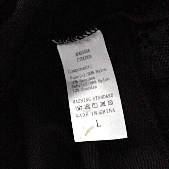 New Black Teddy Lace W/ Eyelash Trim Adjustable Straps Stretch Super Sexy! Sz L - Picture 4 of 4